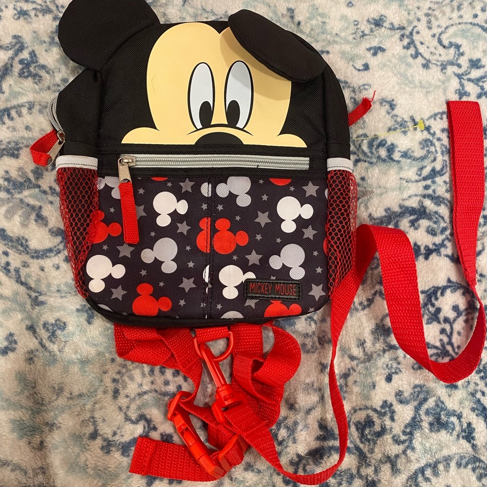 Disney Baby Kids Harness Backpack - Black and Red